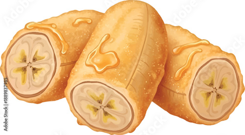 Turon banana dessert sweet treat fried banana pastry.