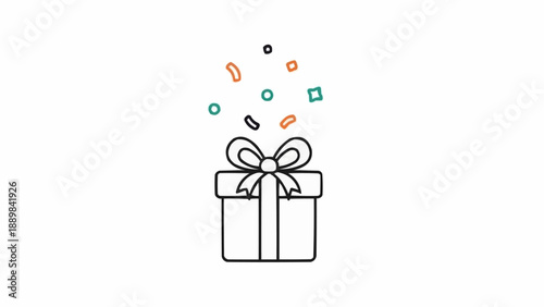 Gift Box with Ribbon and Confetti.