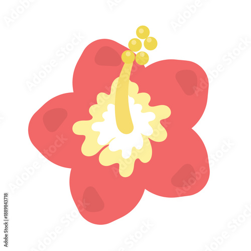 ハイビスカス（赤色）　イラスト