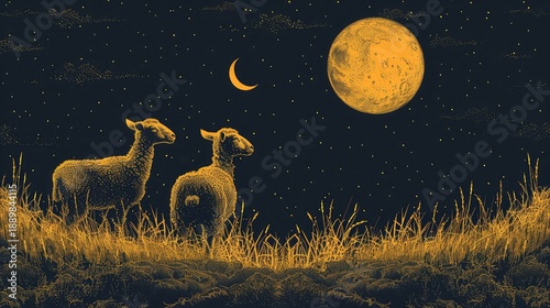 Eid ul Adha, Sheep with the moon in background