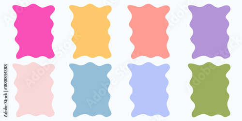 Colorful wavy organic rectangle label shapes collection