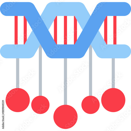 DNA sequence schematic with nodes and connectors