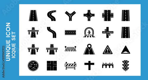 Collection of unique black icons representing various industrial and abstract symbols on a clean white background, originally inspired by make (100).eps file format