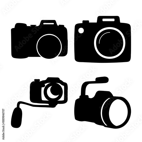 Diverse camera icon set for photography and video capture devices