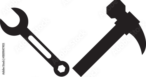 Silhouette of crossed hammer and wrench vector file