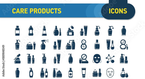 Collection of care product icons displayed on a clean interface for easy reference and organization