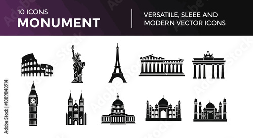 Collection of iconic monuments from around the world, featuring famous landmarks and architectural marvels