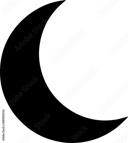 Minimalist Crescent Moon Silhouette Vector Icon