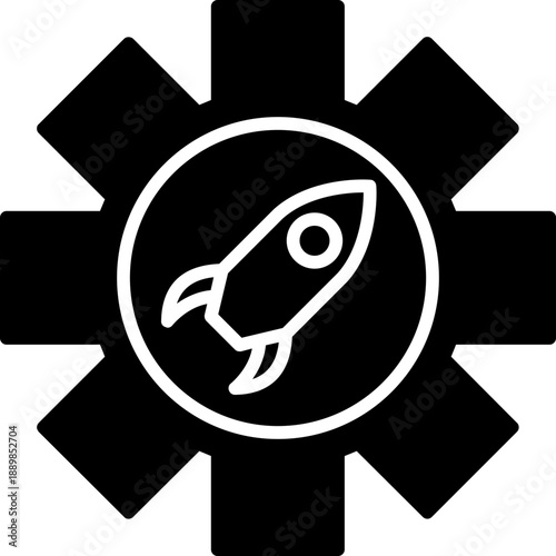 Lean startup gear with rocket