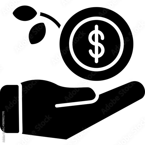 Seed funding hand with coin