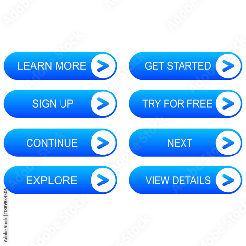 Website Action Buttons Collection. Vector illustration.