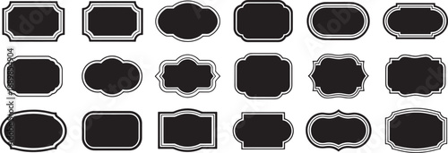 Blank Black Label Shapes With White Borders