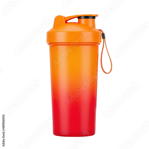 Wallpaper Mural Vibrant orange to red gradient protein shaker bottle with flip-top lid and strap, isolated on transparent background Torontodigital.ca