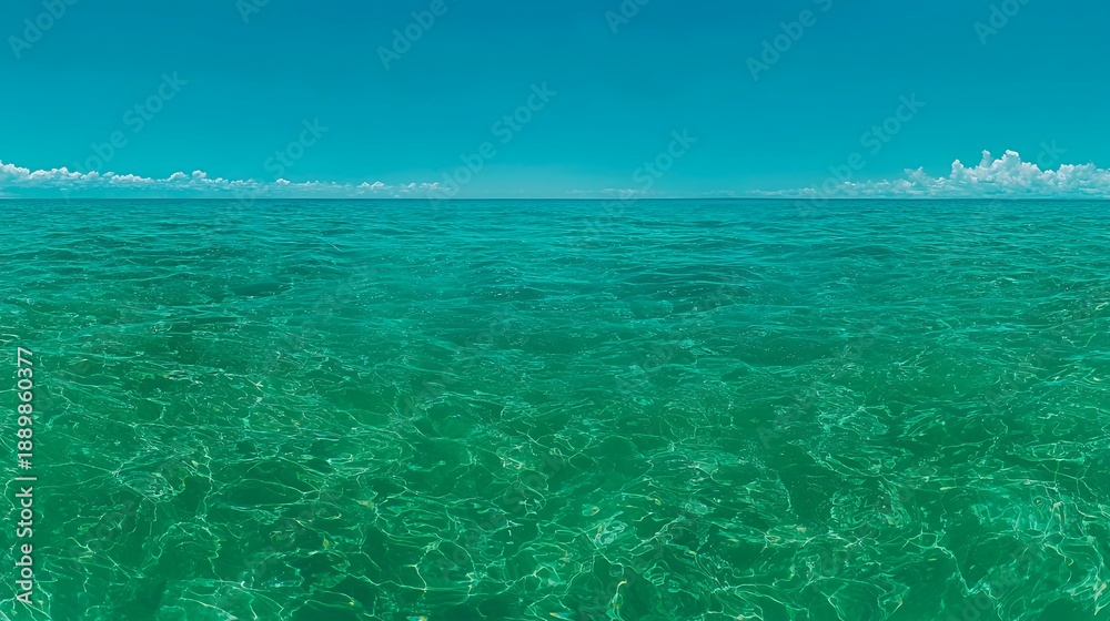 Fototapeta premium Bright Turquoise Ocean Water Under a Clear Blue Sky