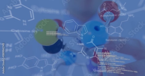 Animation of data processing over hand holding model in lab