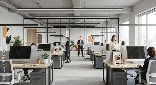 Modern office workspace interior design