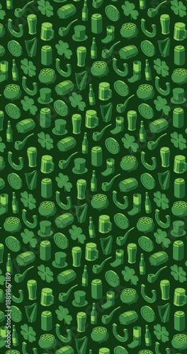 Vertical wiggly green St. Patrick's Day themed loop motion background animation