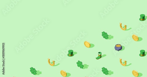 St. Patrick's Day seamless loop title page animation on light green background