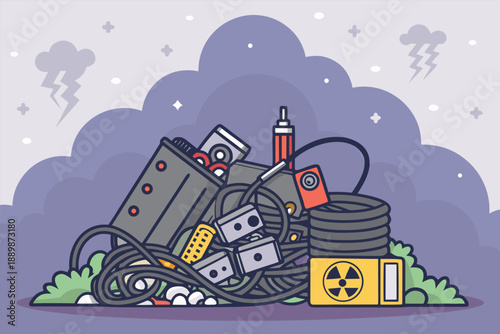 Waste Pile Tech Pollution Illustra