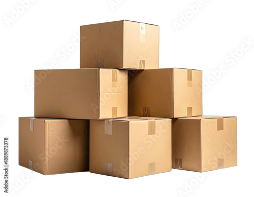 A stack of corrugated cardboard boxes with various sizes and shapes against a black background