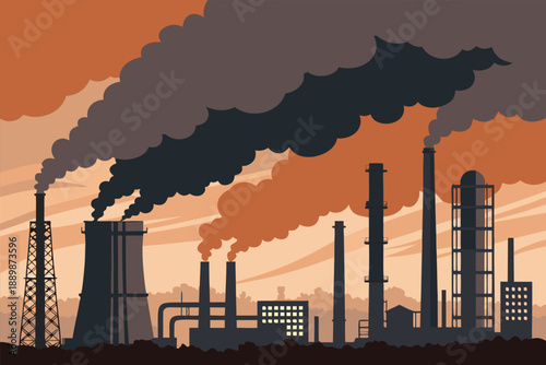 Factory Chimneys Smoke Cloud