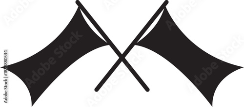 crossed black color guard flags vector 
