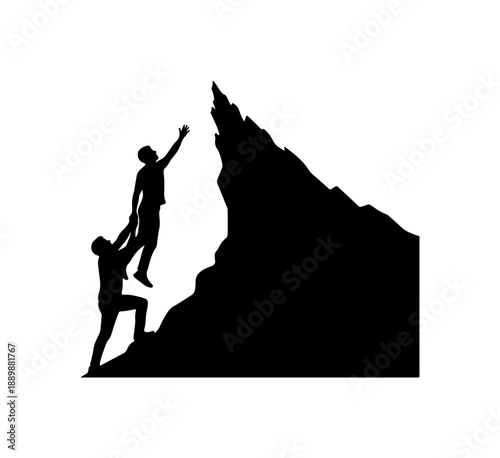 Silhouette of Climbers on Mountain