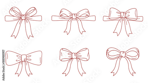 Elegant red line art of bows