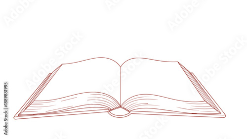 Minimalist open book line art on white background