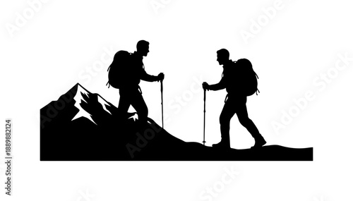 Hikers Ascending Mountain Trail