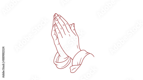 Praying hands outline with folded sleeves