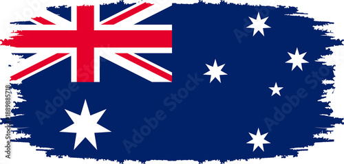 Tableau sur toile australian flag with grunge style or brush stroke effect