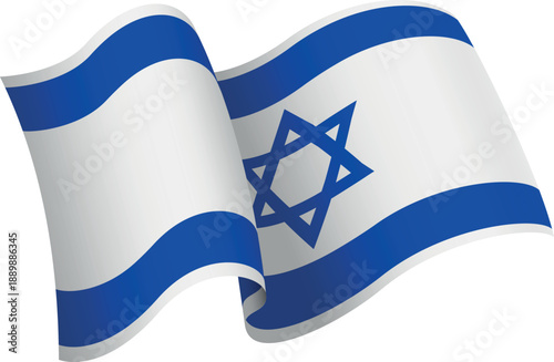 Flag of Israel. Ribbon style flag that conveys a sense of movement and waving effect