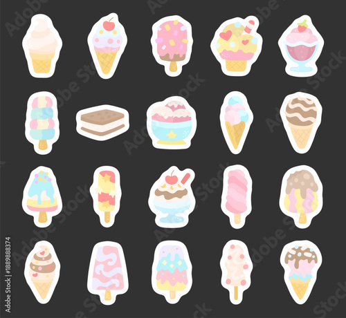 Ice cream set in scandinavian style featuring dessert assortment perfect creative projects showcasing cones bars snacks treats dairy cafe