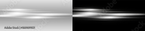 Photos White horizontal light streak with glowing motion blur and abstract speed effect