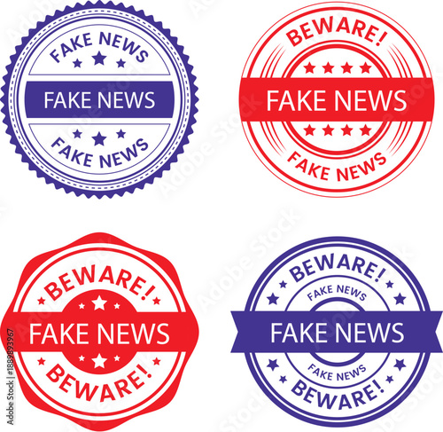 Fake news alert emblems warning stamp vector