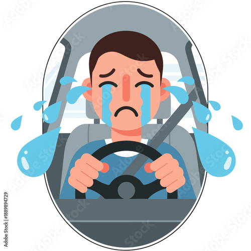 Stressed Man Driving in the Rain.