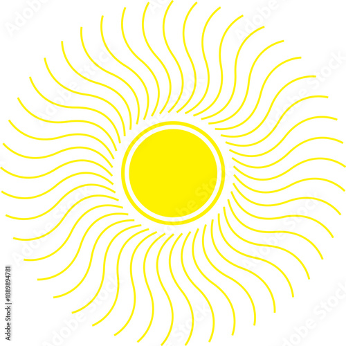 Vector illustration of a bright yellow sun
