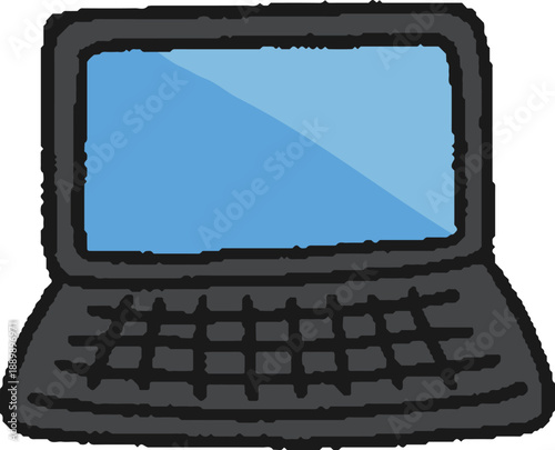 ノートパソコンの手描きイラスト