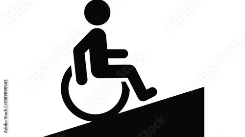 A disabled person in a wheelchair going up a ramp symbolizing accessibility and support