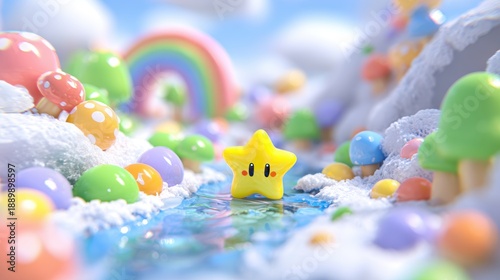 Magical Landscape: Playful Star in a Dreamy, Colorful World of Fantasy