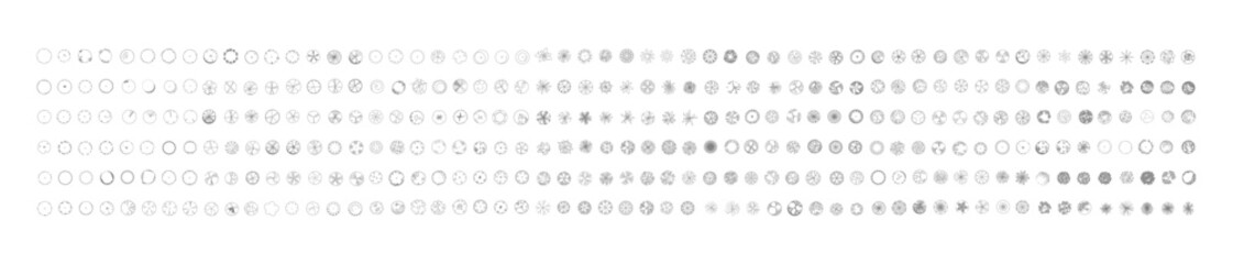Canvas schilderij Wit CAD Drawings. Minimal style cad tree line side view, set of graphics trees elements outline symbol for architecture and landscape design drawing. Vector illustration.  © xue