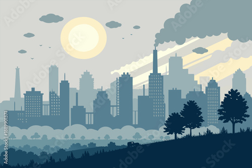 Smoggy City Skyline Pollution