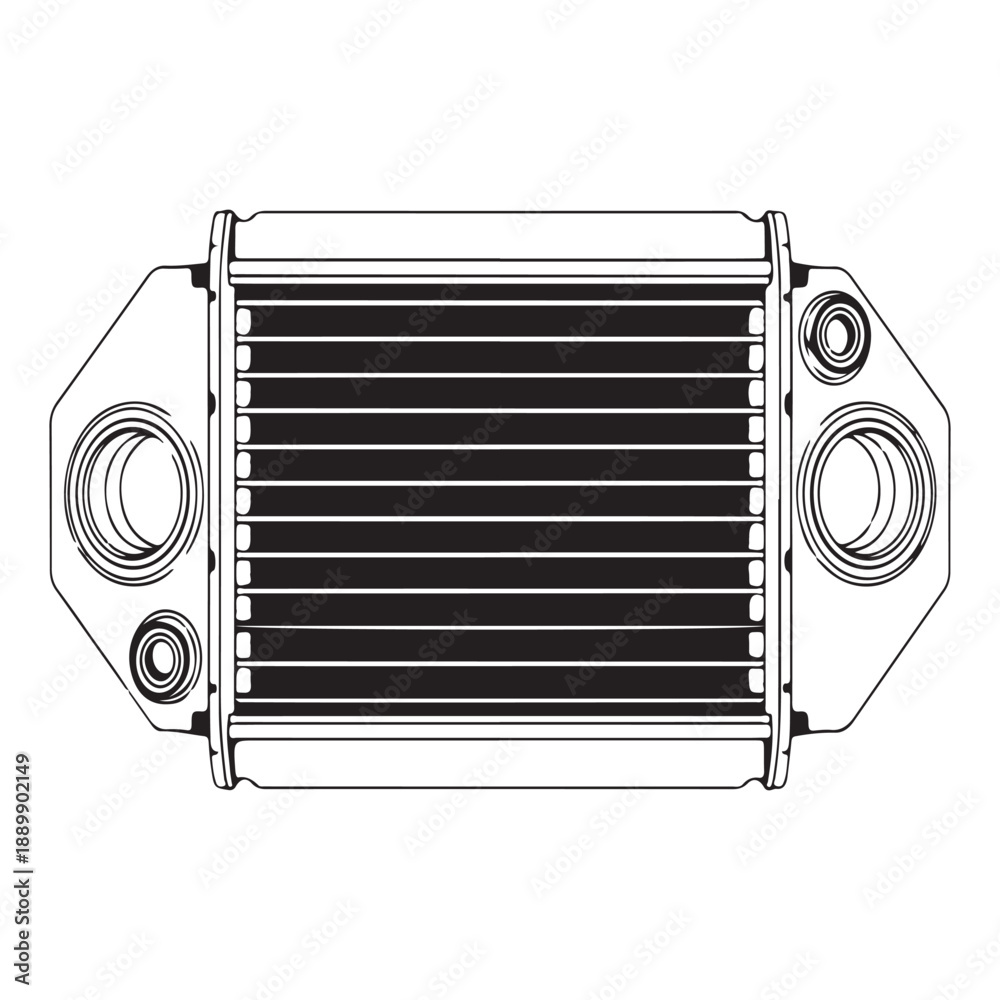 Fototapeta premium Car oil filter line art technical illustration