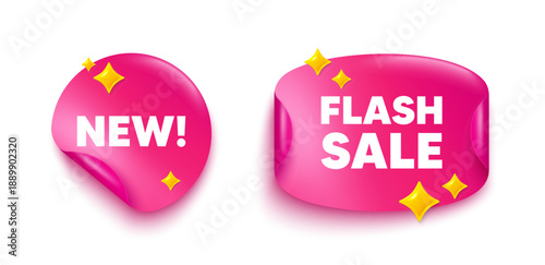Arrivals sticker tag. Flash offer paper price banner. New tag. Special offer sign. New arrival symbol. Discount sticker with 3d glitter. Vector