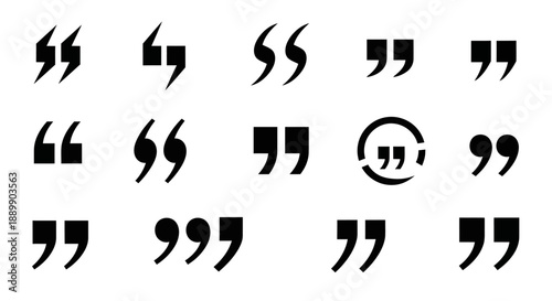 Diverse Quotation Marks Collection, Symbolizing Speech, Writing, and Editorial Design Variety