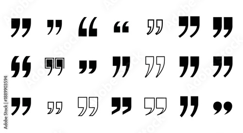 Diverse quotation mark collection for graphic design typography usage and creative texts