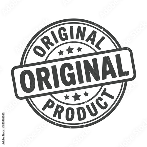 A circular stamp proclaiming original with stars and product text