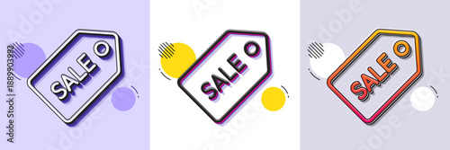 Shopping tag line icon. Halftone dotted pattern. Gradient icon with grain shadow. Sale Special offer sign. Coupon symbol. Line sale ticket icon. Various designs. Vector