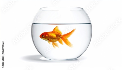 Wallpaper Mural Goldfish Swimming in Glass Bowl Isolated. Torontodigital.ca